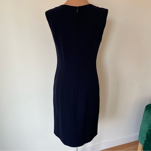 Bill Blass Vintage 1990s Blue Sleeveless Crewneck Knee-Length Shift Dress Size S - Picture 6 of 10